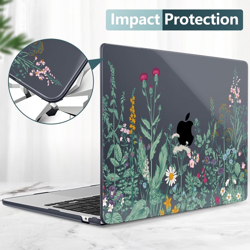 DONGKE Compatible with M4 MacBook Air 15 inch Case 2025 2024 2023 A3241 A3114 A2941 M3 M2 Liquid Retina Display Touch ID, Plastic Hard Case & Keyboard Skin & Screen Protector - Garden Florals - Image 5